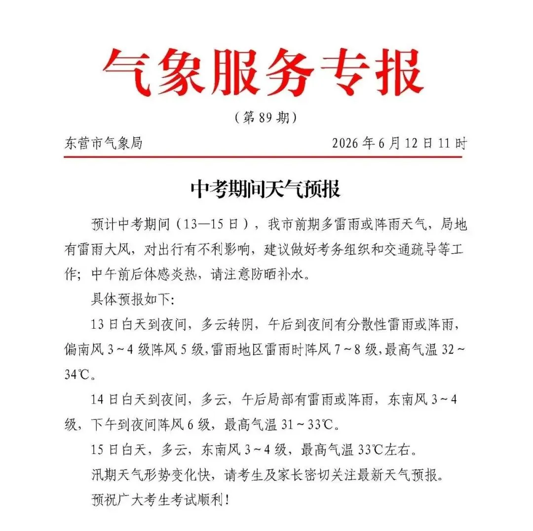 多雷雨或阵雨!东营中考期间天气预报→-第3张图片-四季读书网 多雷雨或阵雨!东营中考期间天气预报→-第3张图片-四季读书网
