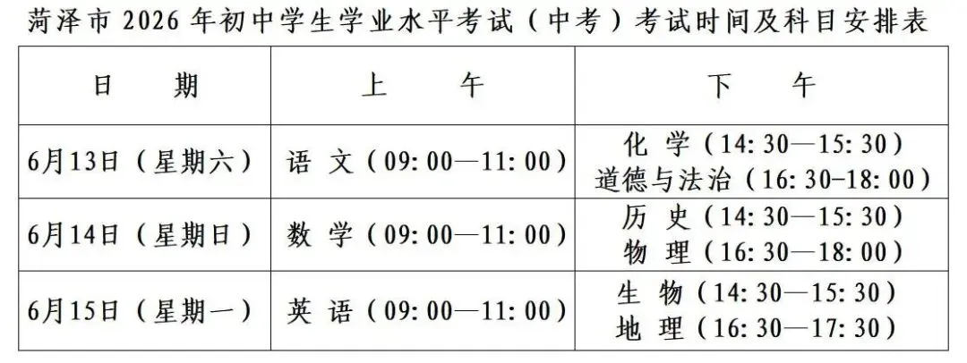 成武中考时间、考场分布图来了.-第1张图片-四季读书网