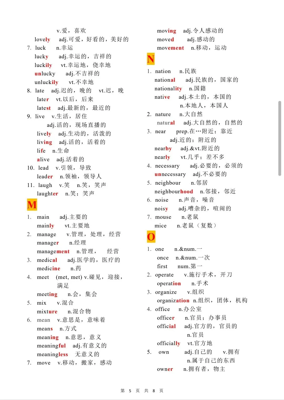 中考英语重点单词词性转换-第5张图片-四季读书网