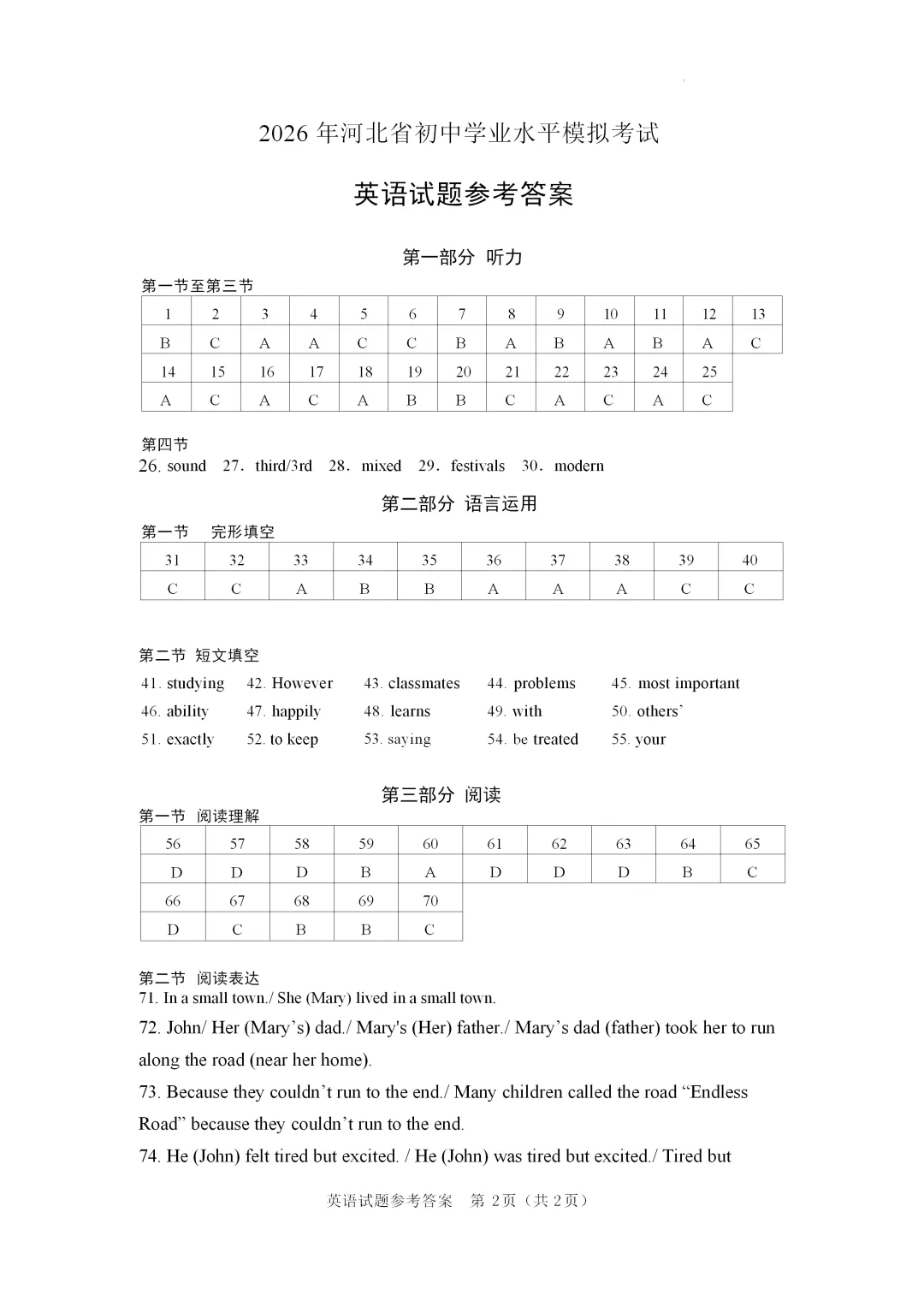2026年河北保定市定州市初中学业水平模拟考试英语试卷-第10张图片-四季读书网