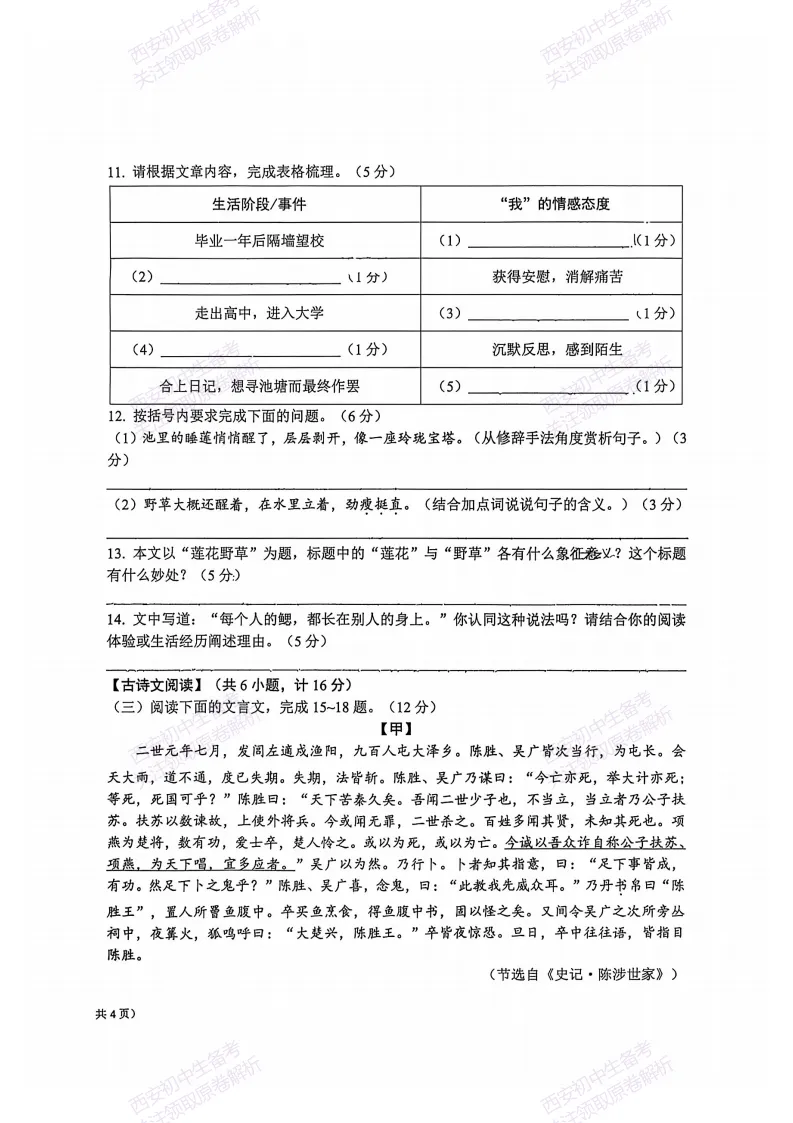 陕西中考必做!西安2026中考模拟:【交大附中】九年级六模考试【语文】含答案,免费下载-第12张图片-四季读书网 陕西中考必做!西安2026中考模拟:【交大附中】九年级六模考试【语文】含答案,免费下载-第12张图片-四季读书网