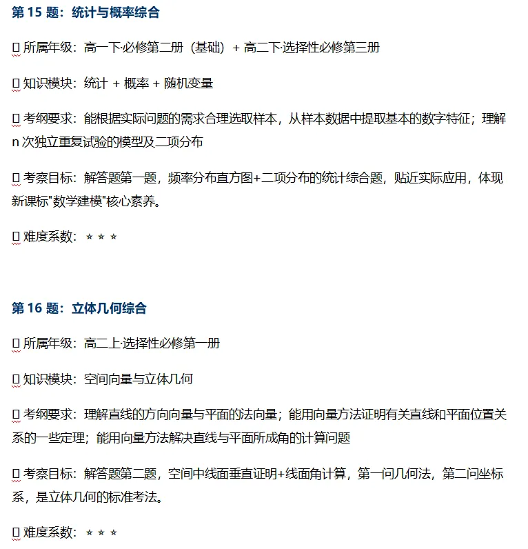 2026年全国高考数学新课标Ⅱ卷真题分析(逐题考纲对应 · 知识模块定位 · 年级占比分析 · 分层学习建议)-第10张图片-四季读书网