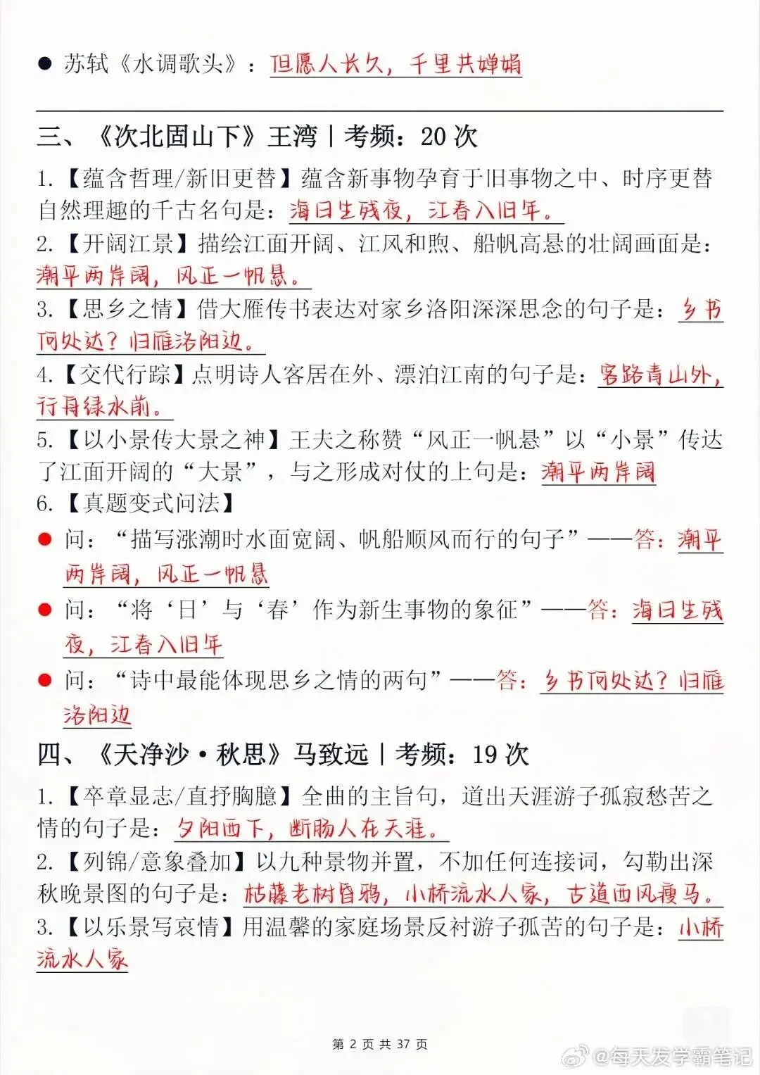 中考语文古文默写常考题-第2张图片-四季读书网