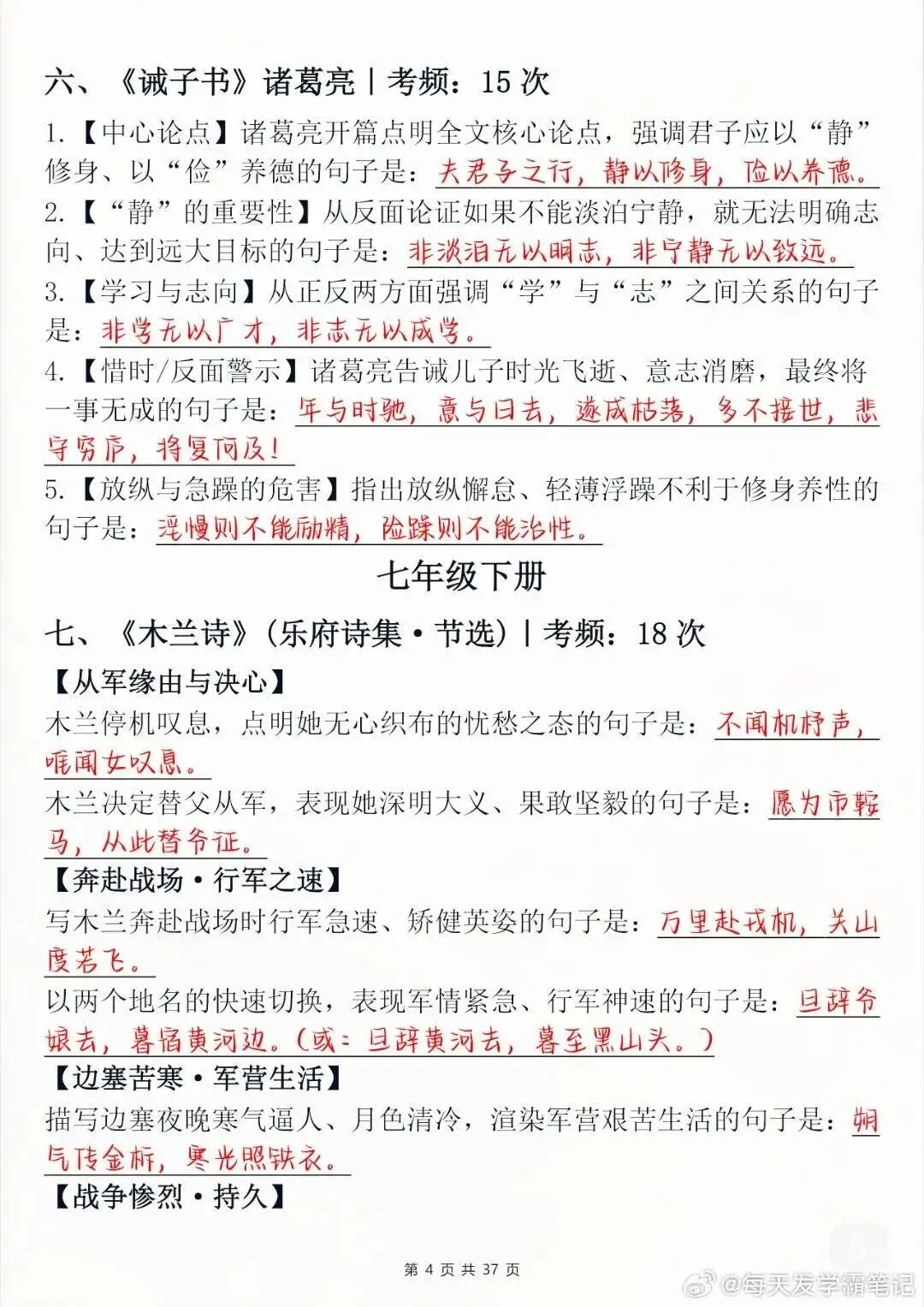 中考语文古文默写常考题-第4张图片-四季读书网