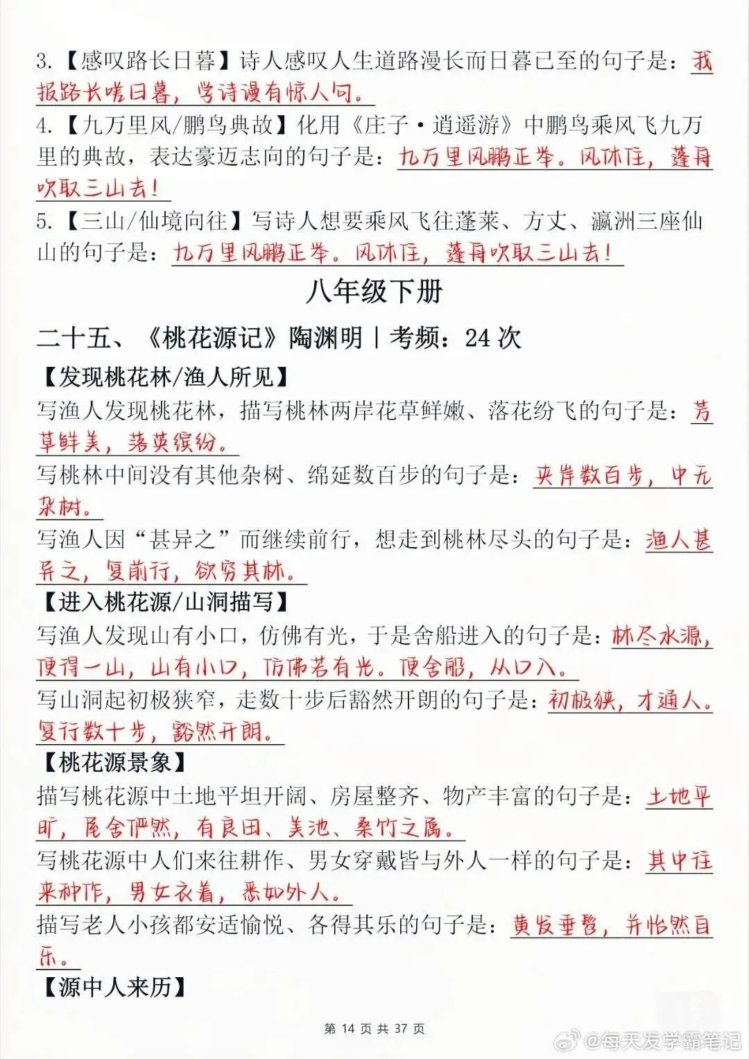 中考语文古文默写常考题-第14张图片-四季读书网