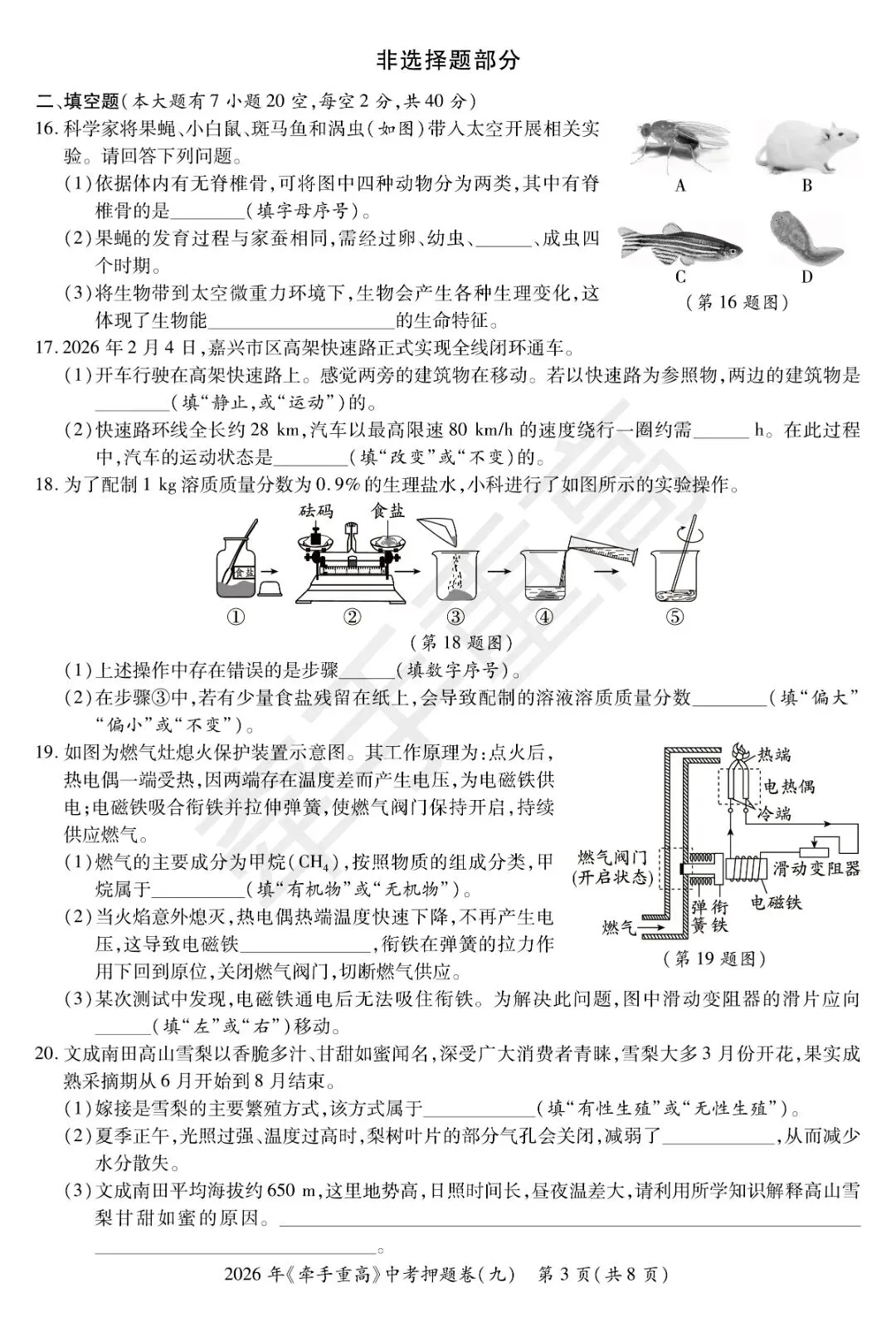 牵手重高2026年中考科学押题卷9(正文+答案+答题卷)初三冲刺提分-第9张图片-四季读书网 牵手重高2026年中考科学押题卷9(正文+答案+答题卷)初三冲刺提分-第9张图片-四季读书网