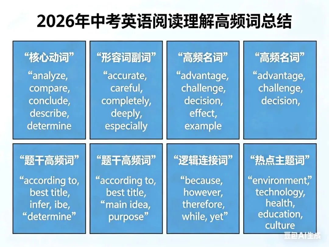 中考英语阅读理解高分必背高频词汇总-第1张图片-四季读书网