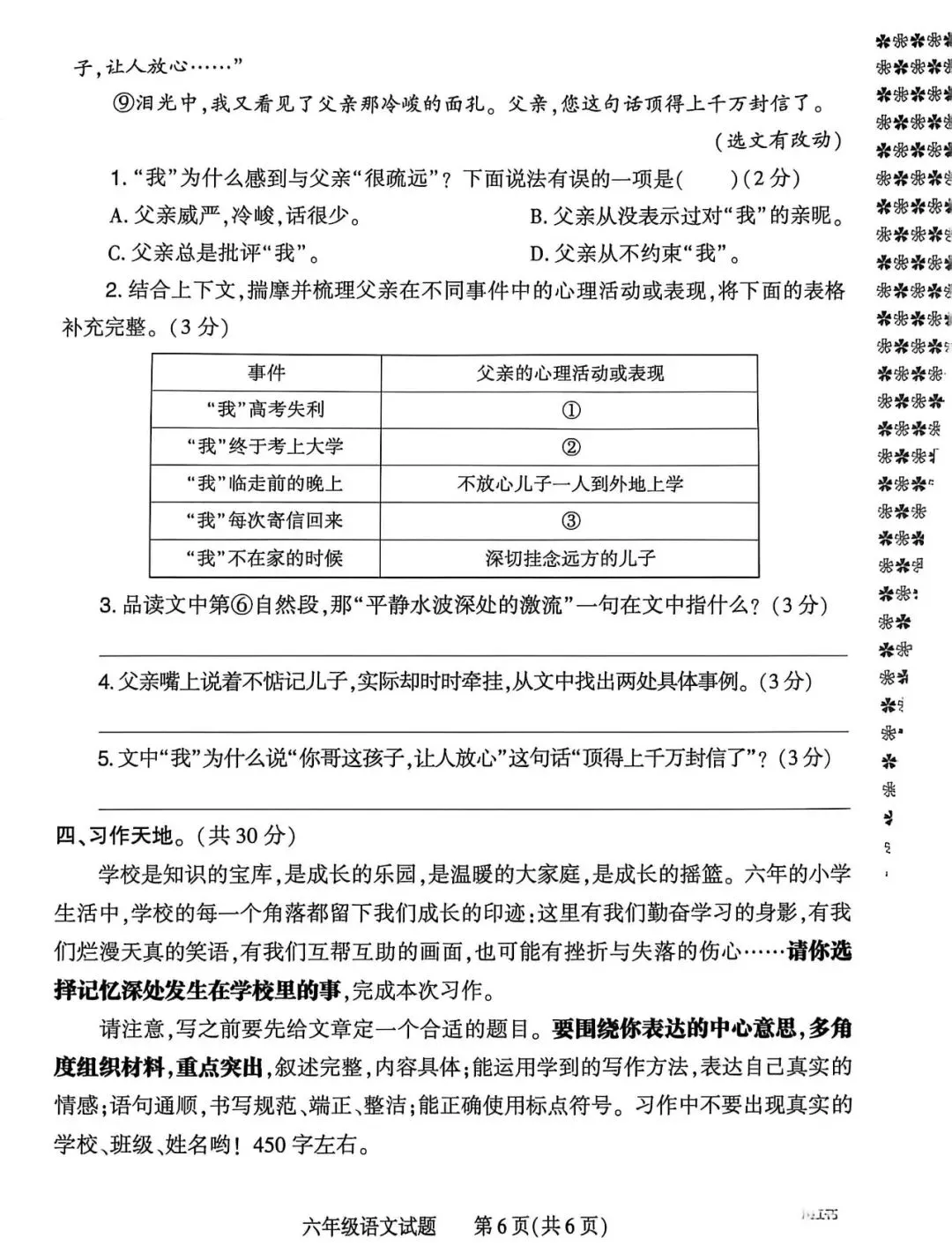 小升初语文模拟考试试题-第6张图片-四季读书网