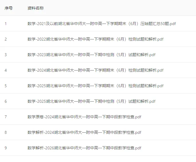【试卷合集】(试卷合集)湖北华中师大一附中高一下数学期中期末合集(2021-2026)-第2张图片-四季读书网 【试卷合集】(试卷合集)湖北华中师大一附中高一下数学期中期末合集(2021-2026)-第2张图片-四季读书网