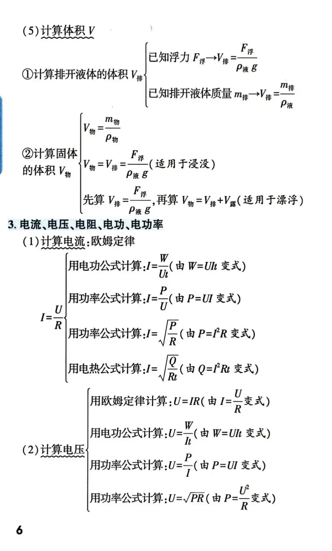 中考物理计算公式+中考实验知识点总结-第7张图片-四季读书网 中考物理计算公式+中考实验知识点总结-第7张图片-四季读书网