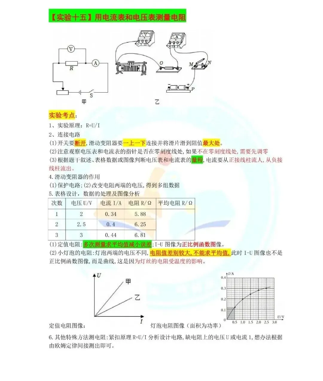 中考物理计算公式+中考实验知识点总结-第30张图片-四季读书网 中考物理计算公式+中考实验知识点总结-第30张图片-四季读书网