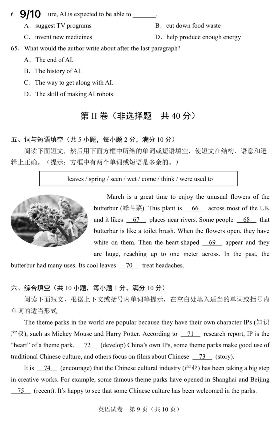 2024年武汉中考真题-第9张图片-四季读书网