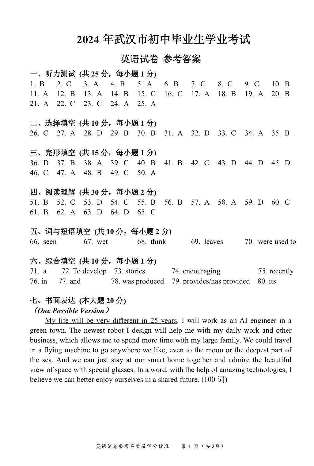 2024年武汉中考真题-第11张图片-四季读书网