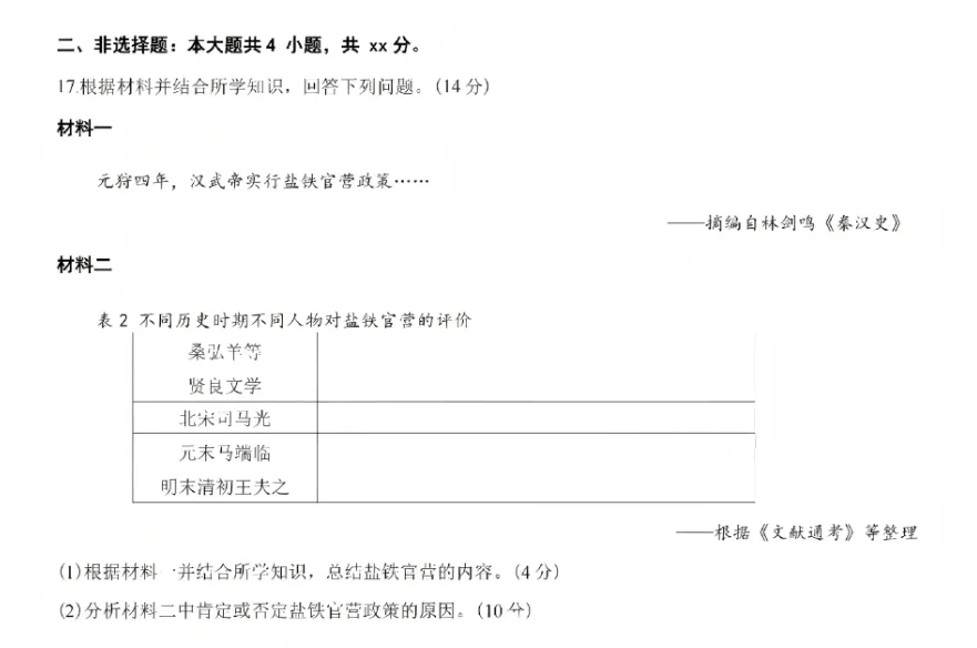试做2026高考历史真题(广东卷)-第9张图片-四季读书网