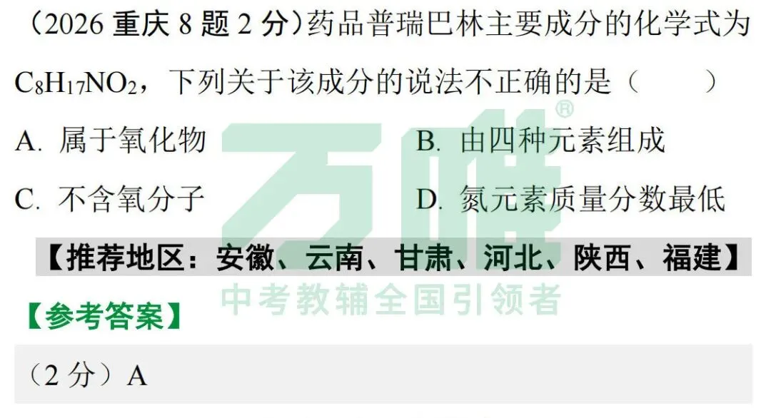 2026中考真题抢先练 · 化学【第一期】-第5张图片-四季读书网