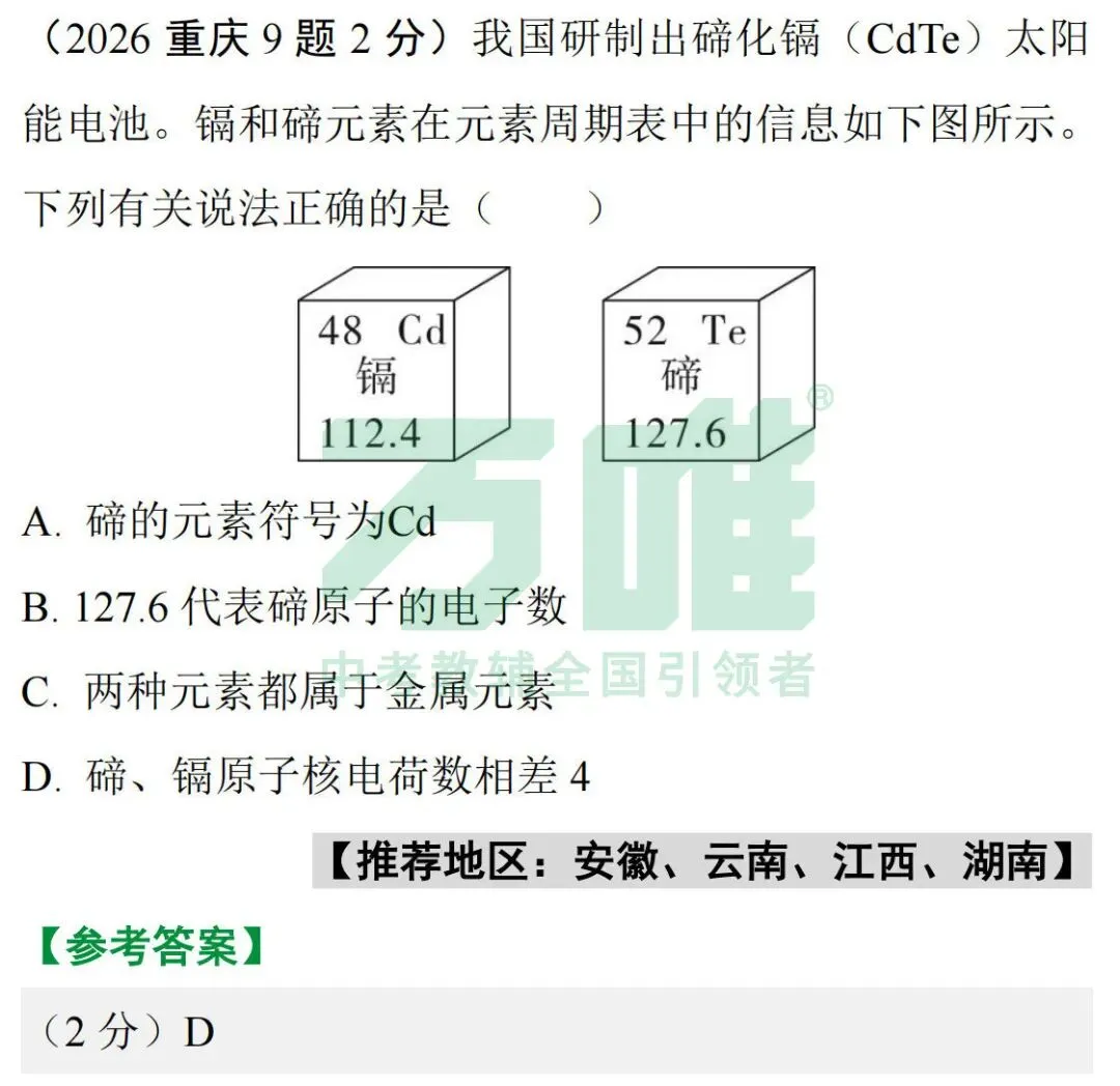 2026中考真题抢先练 · 化学【第一期】-第7张图片-四季读书网