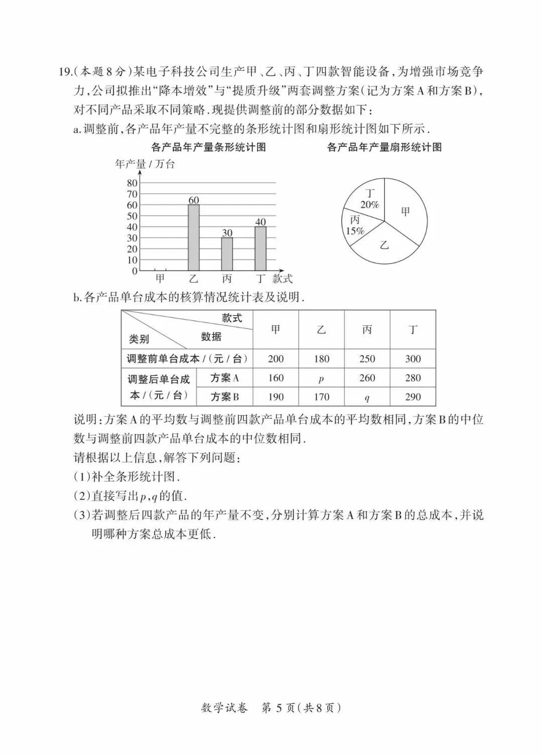晋一 2026年初中学业水平测试 数学试卷以及解析(三)-第5张图片-四季读书网