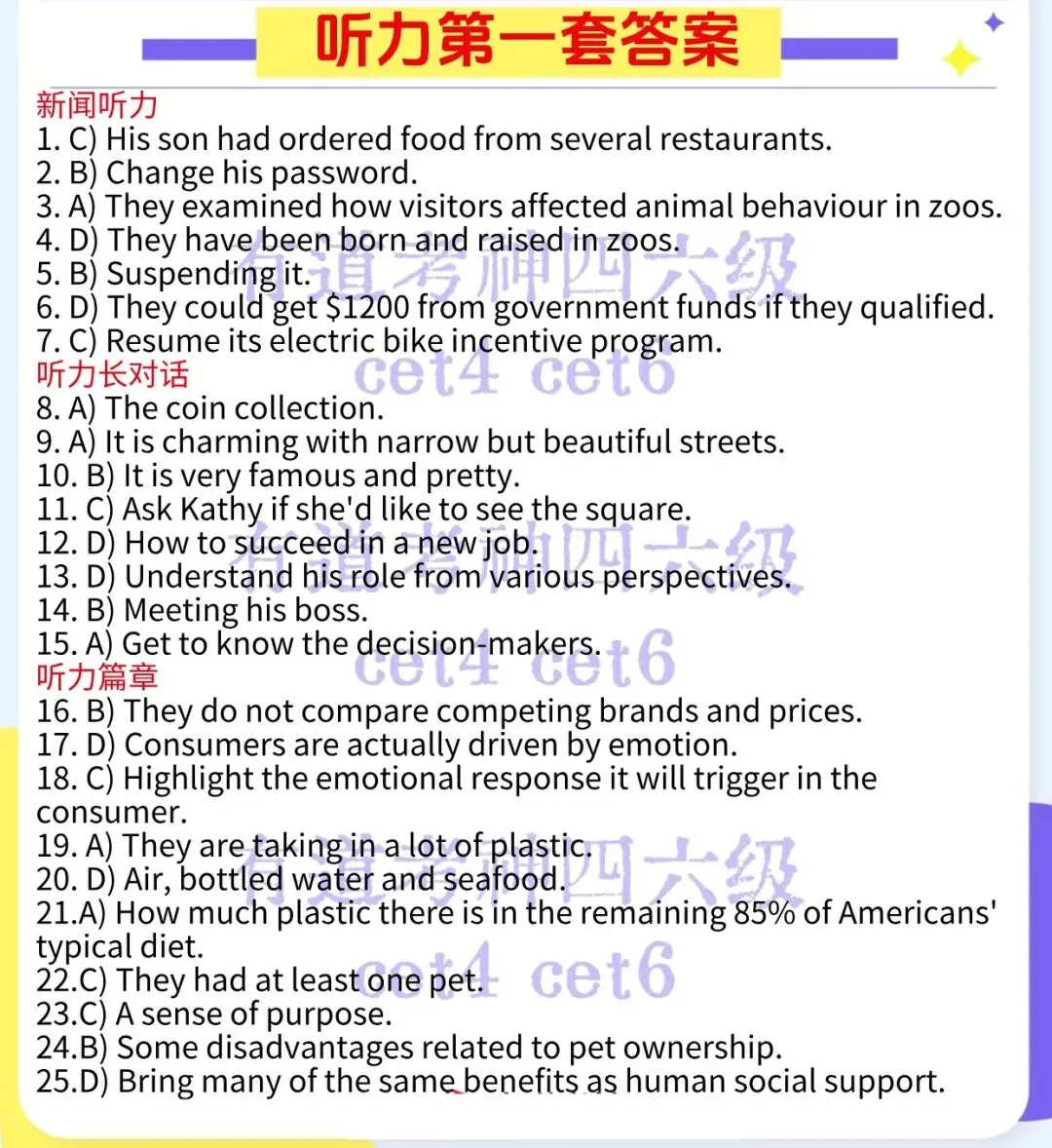 答案来了!2026年6月英语四级真题及答案(一、二、三套全)完整版-第6张图片-四季读书网 答案来了!2026年6月英语四级真题及答案(一、二、三套全)完整版-第6张图片-四季读书网
