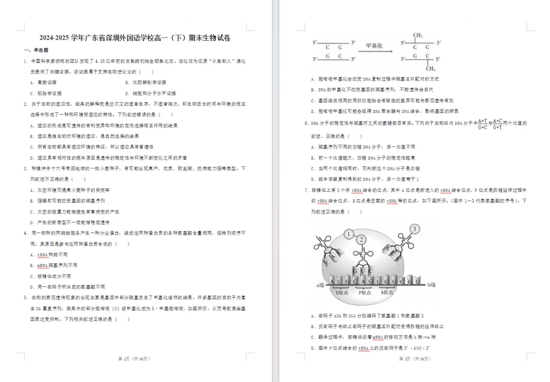 期末倒计时!高一往年真题免费领,考前冲刺必刷!-第32张图片-四季读书网 期末倒计时!高一往年真题免费领,考前冲刺必刷!-第32张图片-四季读书网