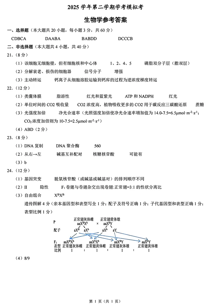 2026年6月浙江高一学考模拟生物试卷、答案汇总,可下载!(温州模拟、9+1、强基联盟、桐浦富兴、县域联盟)-第7张图片-四季读书网 2026年6月浙江高一学考模拟生物试卷、答案汇总,可下载!(温州模拟、9+1、强基联盟、桐浦富兴、县域联盟)-第7张图片-四季读书网