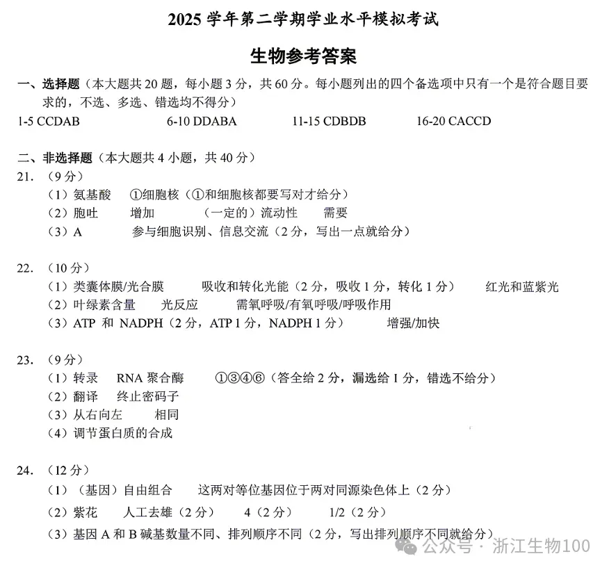 2026年6月浙江高一学考模拟生物试卷、答案汇总,可下载!(温州模拟、9+1、强基联盟、桐浦富兴、县域联盟)-第13张图片-四季读书网 2026年6月浙江高一学考模拟生物试卷、答案汇总,可下载!(温州模拟、9+1、强基联盟、桐浦富兴、县域联盟)-第13张图片-四季读书网