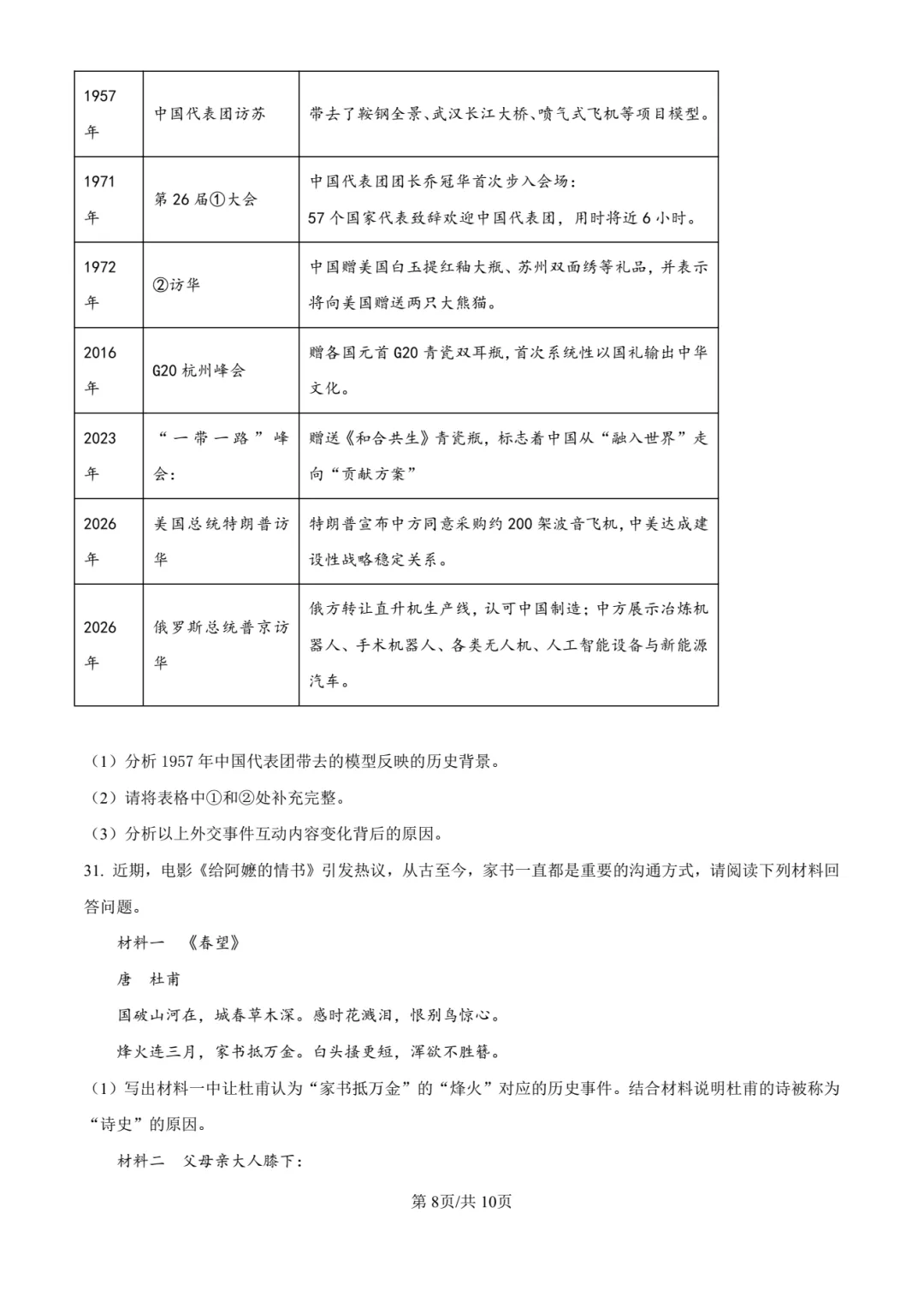 【中考历史】厦门双十中学2026年初三下学期6月第二次模拟考试历史试卷+答案解析-第14张图片-四季读书网 【中考历史】厦门双十中学2026年初三下学期6月第二次模拟考试历史试卷+答案解析-第14张图片-四季读书网
