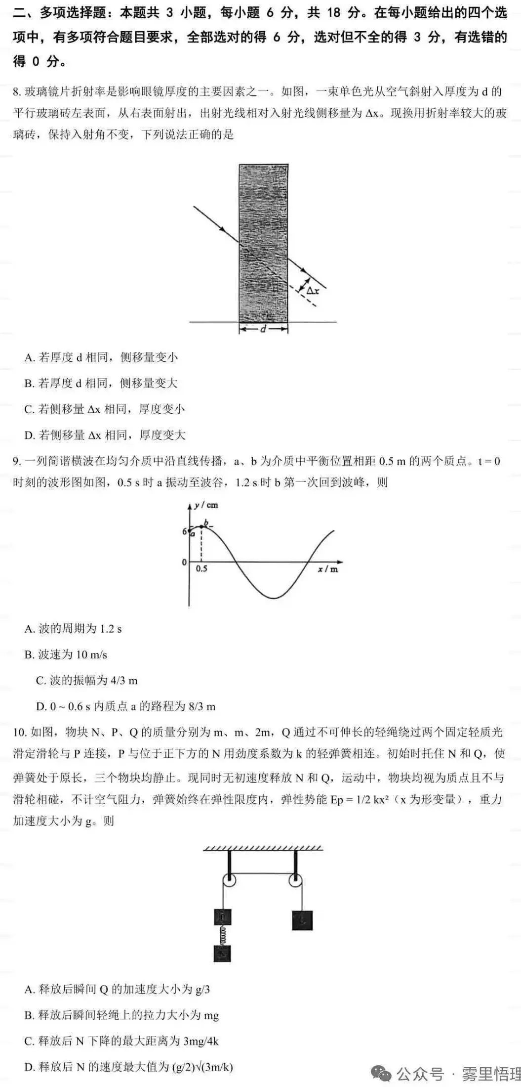 高考真题---2026年陕西、山西、青海、宁夏四省高中学业水平选择性考试物理试题--网络版,谨慎使用.-第2张图片-四季读书网