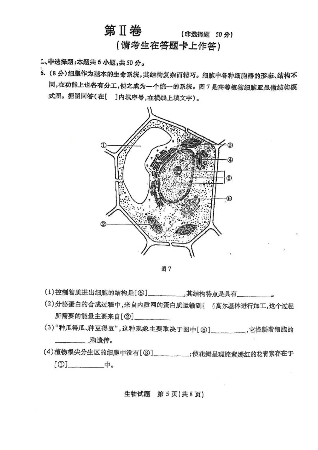 2024年6月福建省高中学考生物真题卷(附答案可下载)-第6张图片-四季读书网