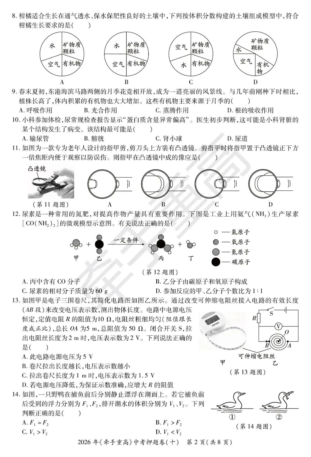 中考押题卷1-10合集 | 牵手重高2026年中考科学押题卷10(正文+答案+答题卷)冲刺必刷-第9张图片-四季读书网 中考押题卷1-10合集 | 牵手重高2026年中考科学押题卷10(正文+答案+答题卷)冲刺必刷-第9张图片-四季读书网