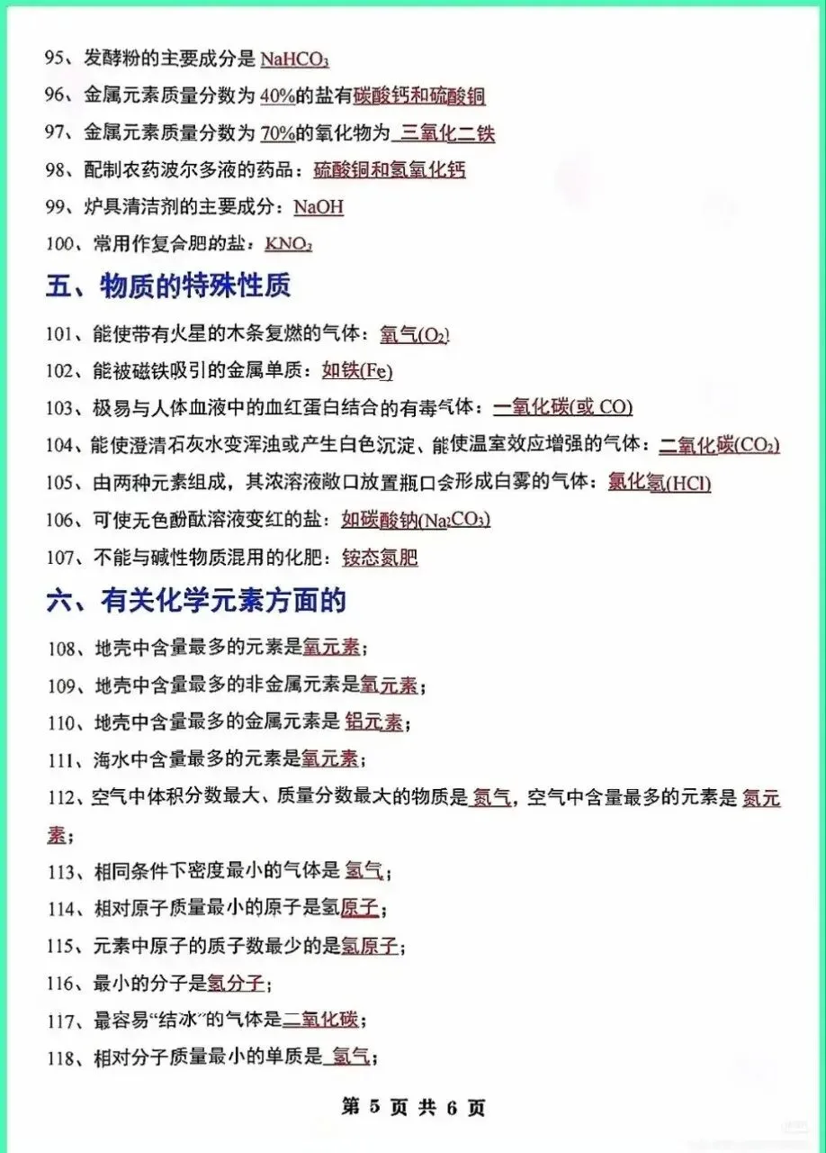 2026中考化学必备重点知识点-第5张图片-四季读书网