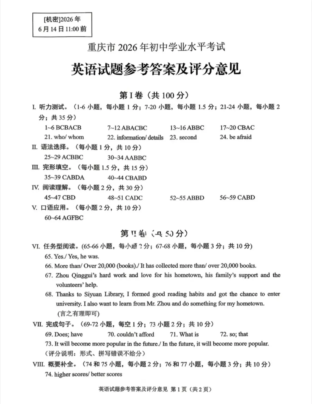 2026 年中考全科试卷及解析-第10张图片-四季读书网