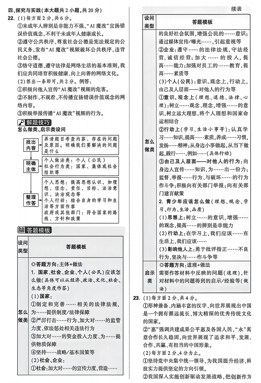 中考政治丨2026年初中学业水平考试道德与法治模拟试题及参考答案(合卷 道法部分II卷)-第6张图片-四季读书网
