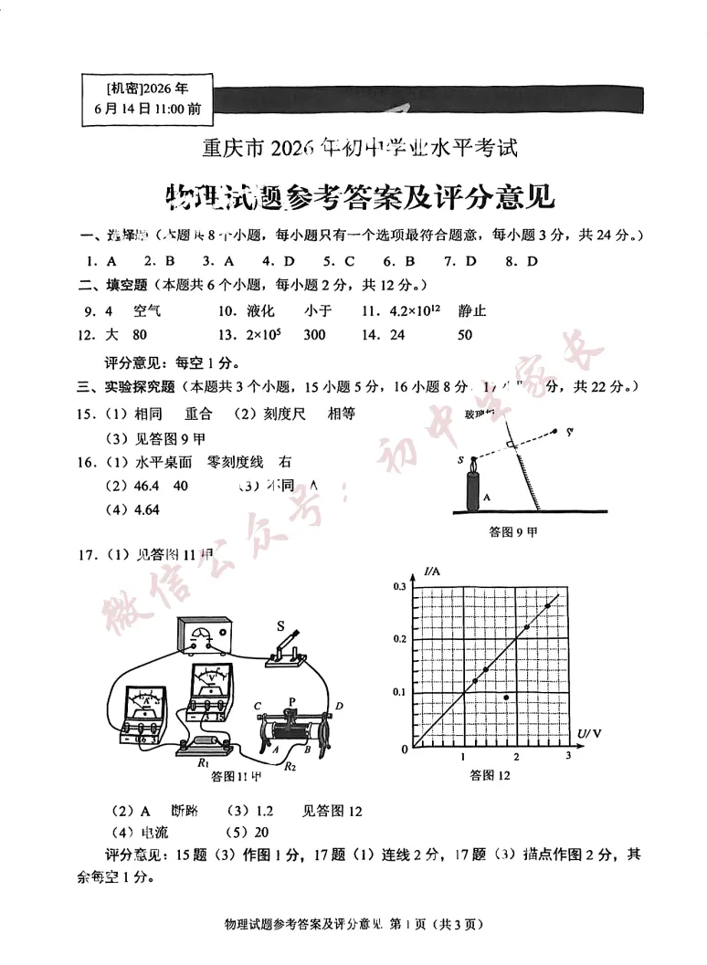 2026年中考物理真题试卷及答案新鲜出炉,未考地区速看!-第8张图片-四季读书网