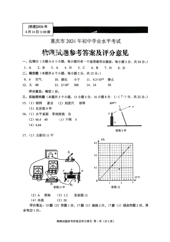 估分必备!2026重庆中考各科真题+评分标准出炉!-第20张图片-四季读书网 估分必备!2026重庆中考各科真题+评分标准出炉!-第20张图片-四季读书网
