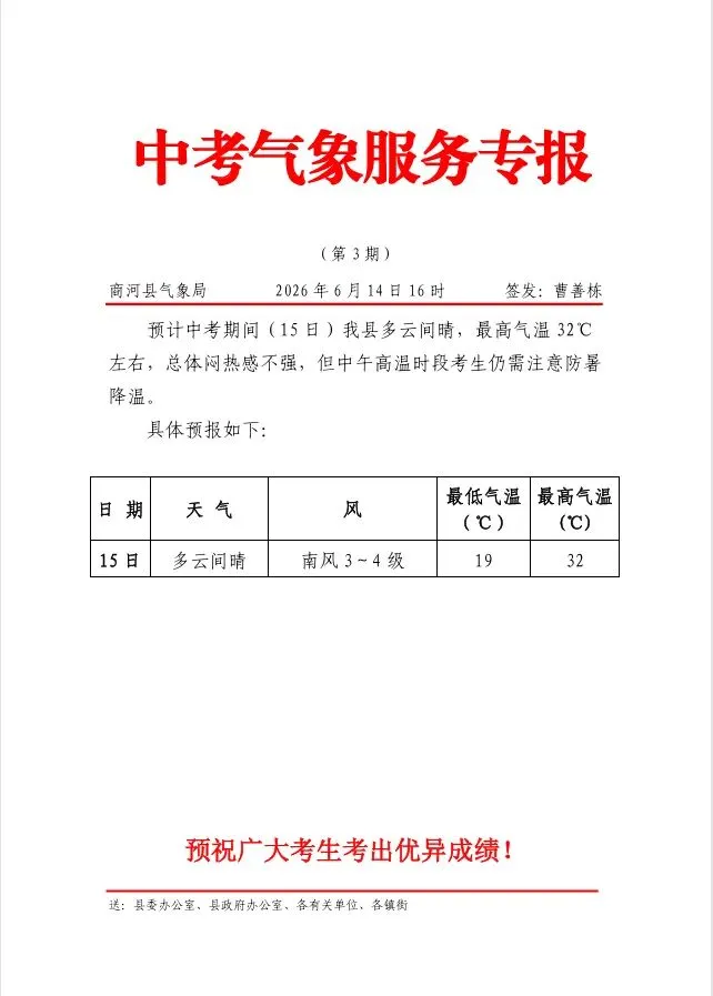 中考气象服务专报-第1张图片-四季读书网