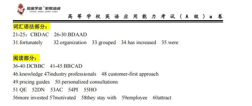 6月英语AB级真题参考答案-第4张图片-四季读书网 6月英语AB级真题参考答案-第4张图片-四季读书网
