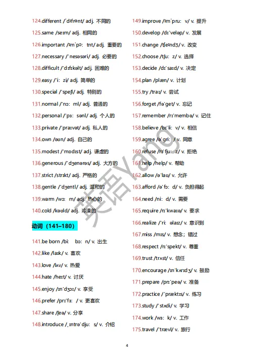 中考 1200 高频词汇 · 考前7 天打卡(精简版)-第5张图片-四季读书网