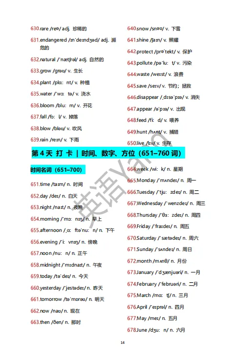 中考 1200 高频词汇 · 考前7 天打卡(精简版)-第16张图片-四季读书网