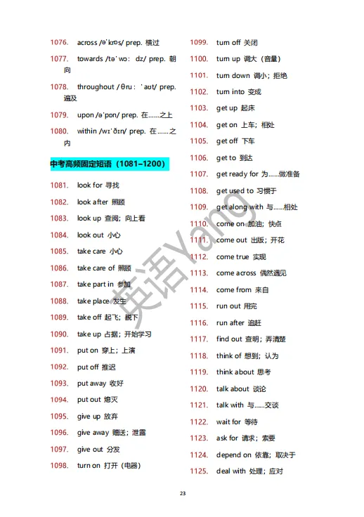 中考 1200 高频词汇 · 考前7 天打卡(精简版)-第25张图片-四季读书网