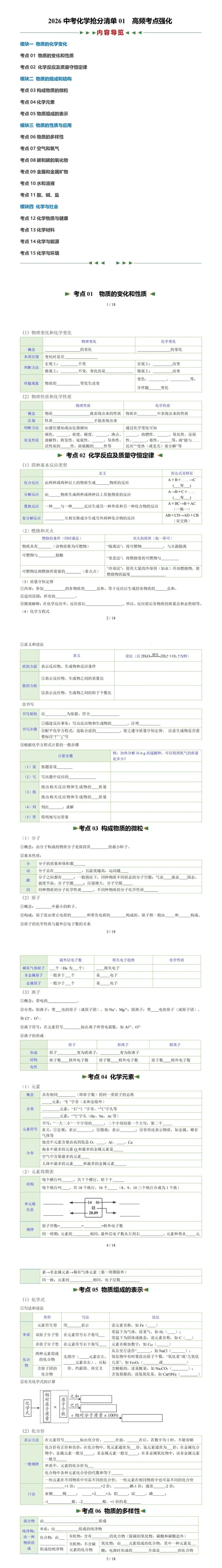 【福建中考】2026中考化学抢分清单01 高频考点强化(抢分清单)-第18张图片-四季读书网 【福建中考】2026中考化学抢分清单01 高频考点强化(抢分清单)-第18张图片-四季读书网