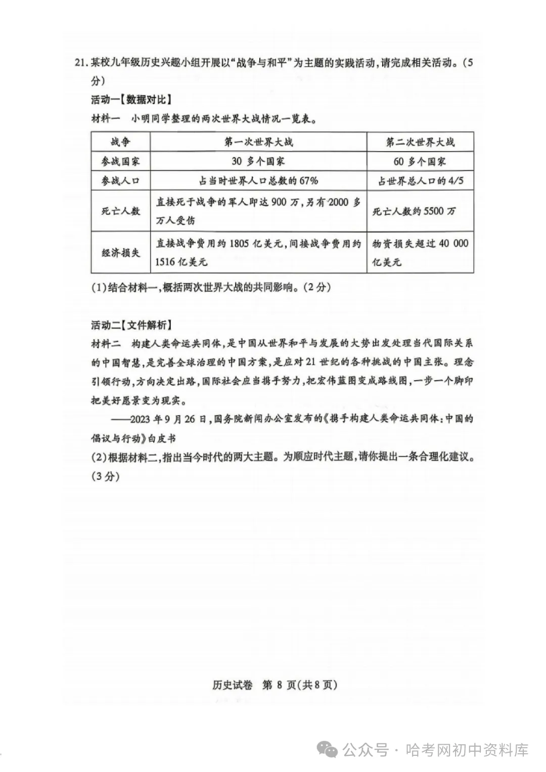 南岗区九年级学生水平监测试卷+答案【2026年】【历史】【高清电子版】-第9张图片-四季读书网 南岗区九年级学生水平监测试卷+答案【2026年】【历史】【高清电子版】-第9张图片-四季读书网