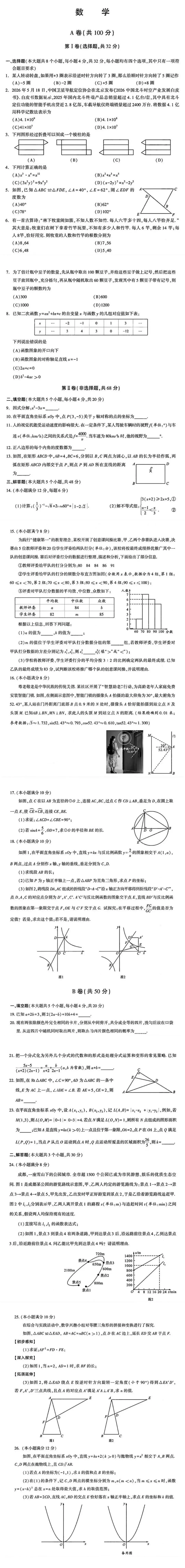 2026年四川省成都市中考数学试题(试卷PDF文档下载链接见评论区)-第1张图片-四季读书网