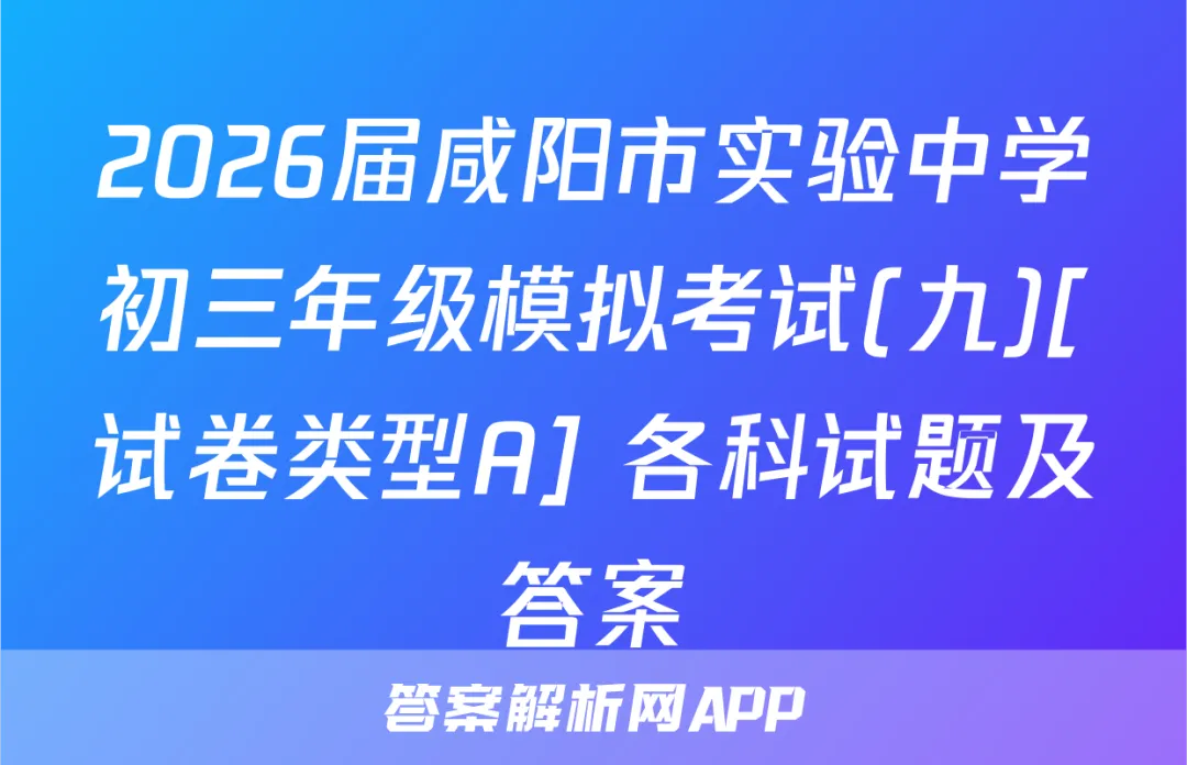 2026届咸阳市实验中学初三年级模拟考试(九)[试卷类型A] 各科试题及答案-第1张图片-四季读书网