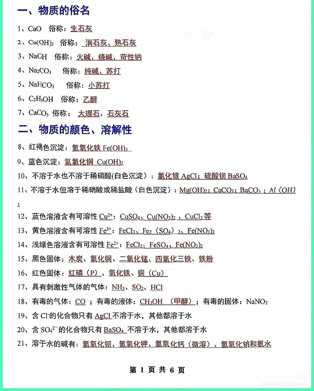 2026中考化学题眼(133个)-第2张图片-四季读书网