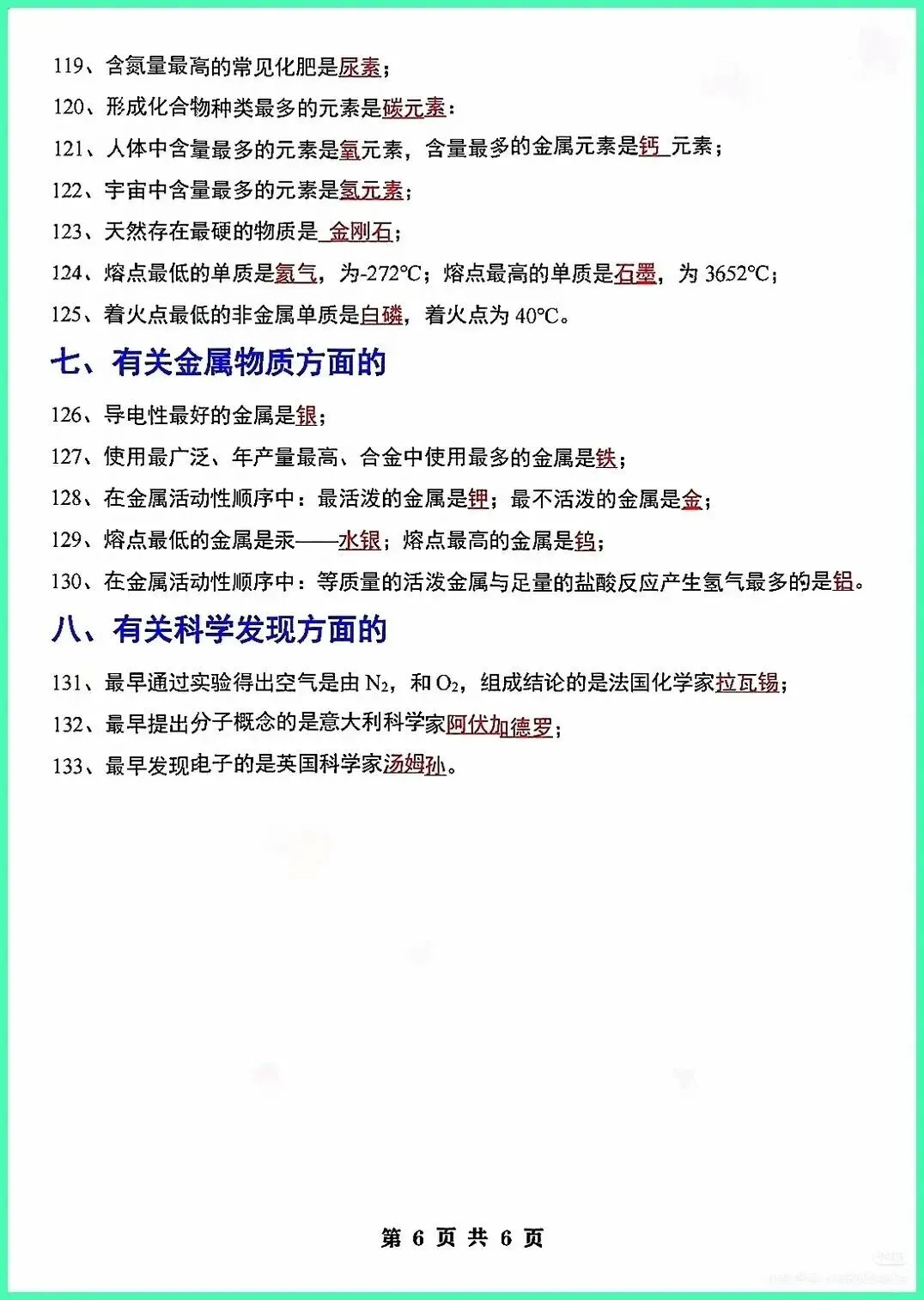 2026中考化学题眼(133个)-第7张图片-四季读书网