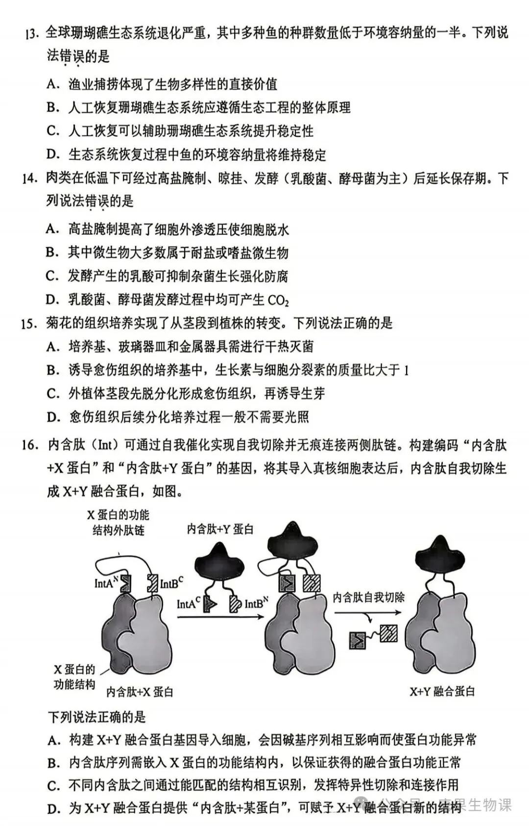 高考真题| 2026年高考生物学试题(云南卷)-第8张图片-四季读书网 高考真题| 2026年高考生物学试题(云南卷)-第8张图片-四季读书网