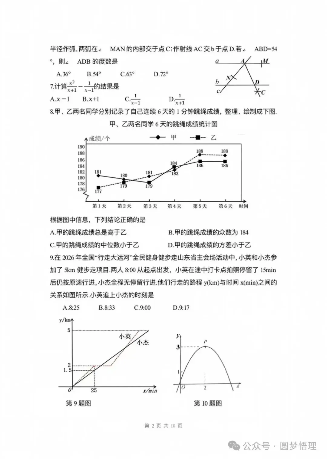 2026年山东省初中中考数学试卷-第2张图片-四季读书网