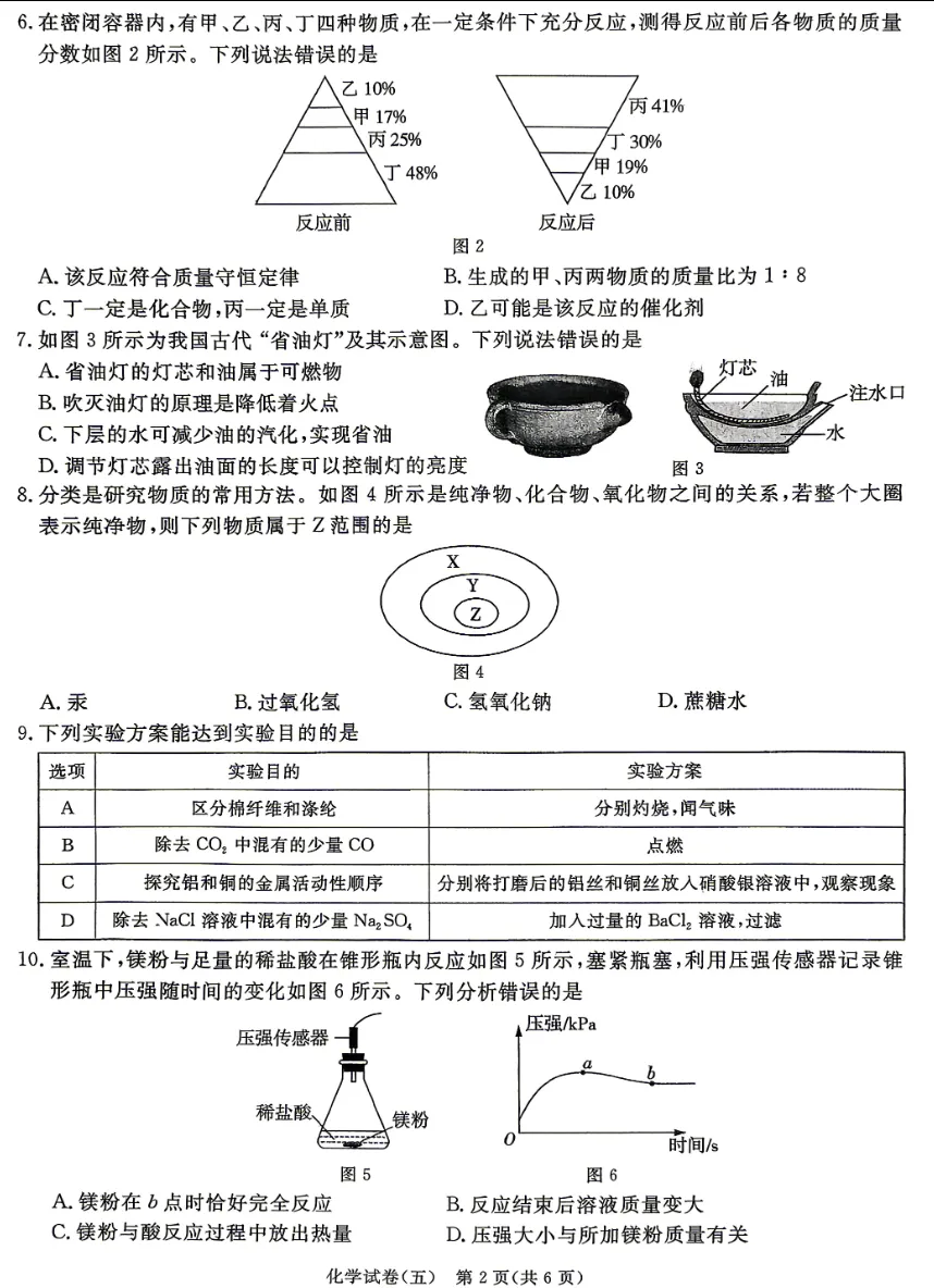 中考化学 | 2026河北省中考预测模拟考试五含答案-第4张图片-四季读书网