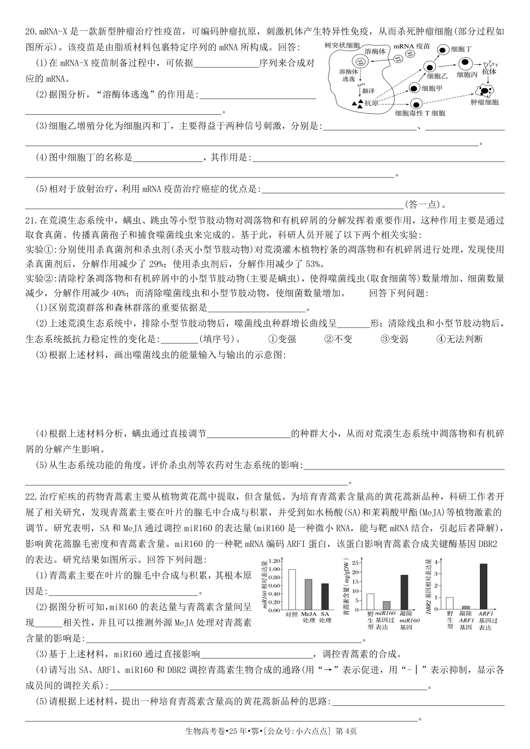 生物高考真题•2025年•湖北卷-第4张图片-四季读书网