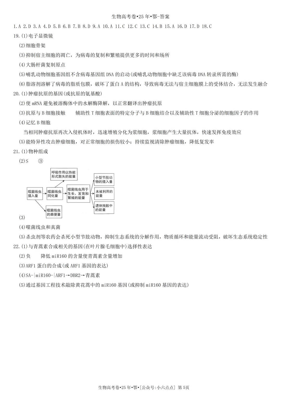 生物高考真题•2025年•湖北卷-第5张图片-四季读书网